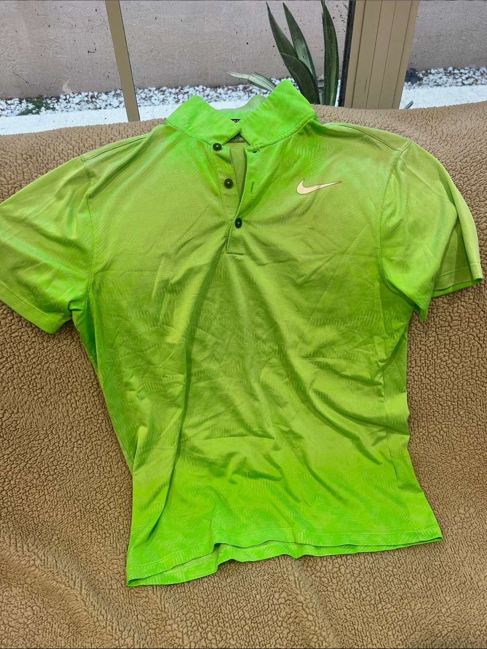 Nike Lime Green Short-Sleeve Polo with White Swoosh